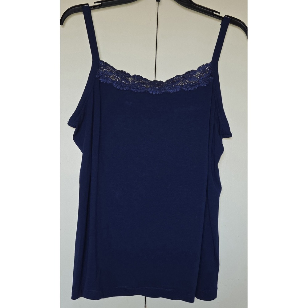 Chico's Dark Blue Lace Trim Camisole Rayon Blend Sz 3 (XL) ~ EUC ~